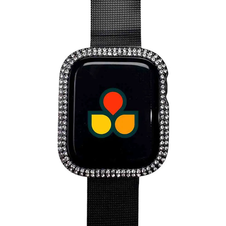 Stylish Rhinestone Tempered Glass Case Cover for Apple Watch by Anhem, showcasing a sleek design with a protective glass front and sparkling rhinestones. Ideal Rhinestone Apple Watch Case.  Rhinestone Guard Case Cover  anhem.myshopify.com  Black / 41mm (Series 7-9)
