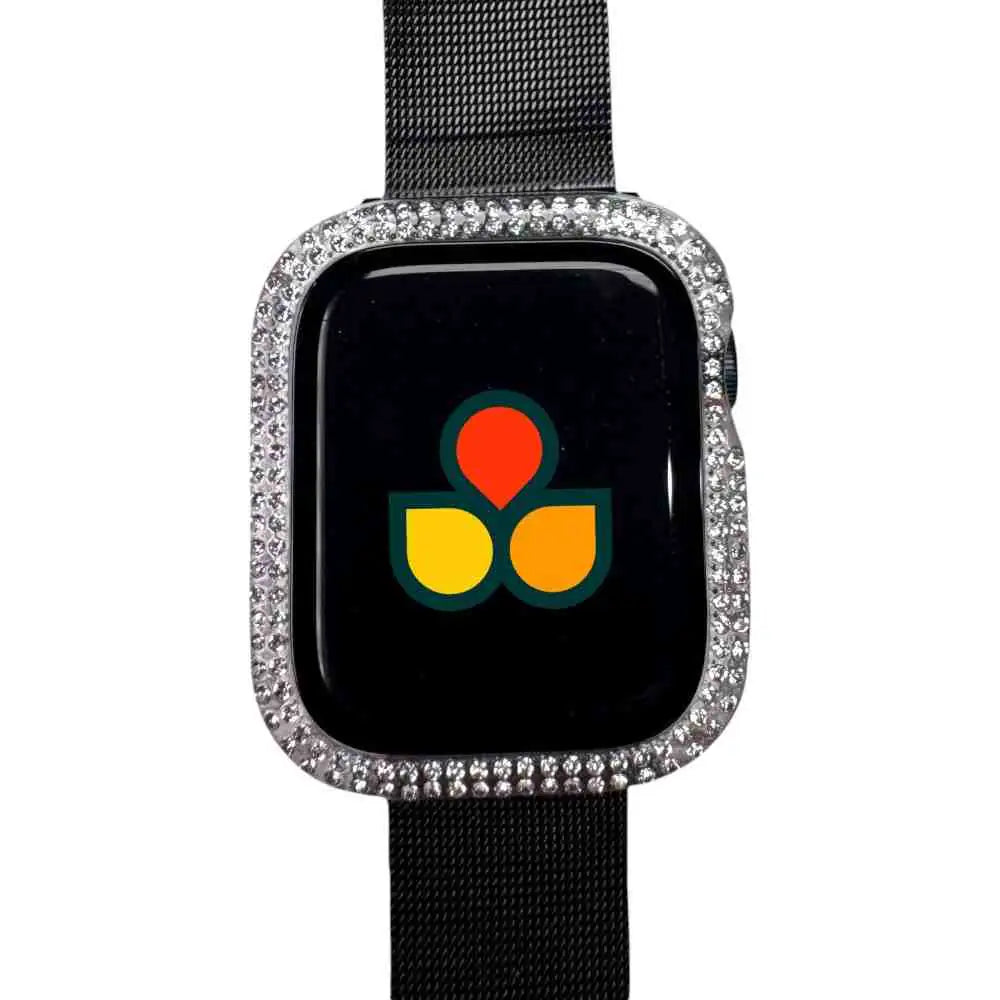 Glamorous Rhinestone Tempered Glass Case Cover for Apple Watch by Anhem, featuring a protective design adorned with sparkling rhinestones. A must-have Rhinestone Apple Watch Case.  Rhinestone Guard Case Cover  anhem.myshopify.com  Clear / 41mm (Series 7-9)