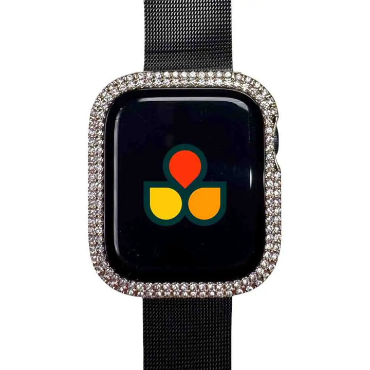 Refined Rhinestone Tempered Glass Case Cover for Apple Watch by Anhem, designed with dazzling rhinestones and a sturdy glass protector. The ultimate Rhinestone Apple Watch Case.  Rhinestone Guard Case Cover  anhem.myshopify.com  Gold / 41mm (Series 7-9)