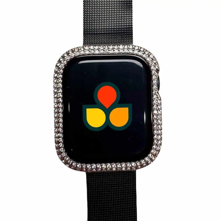 Chic Rhinestone Tempered Glass Case Cover for Apple Watch by Anhem, combining beauty and durability with rhinestones and tempered glass. Perfect for your Rhinestone Apple Watch Case.  Rhinestone Guard Case Cover  anhem.myshopify.com  Rose Gold / 41mm (Series 7-9)