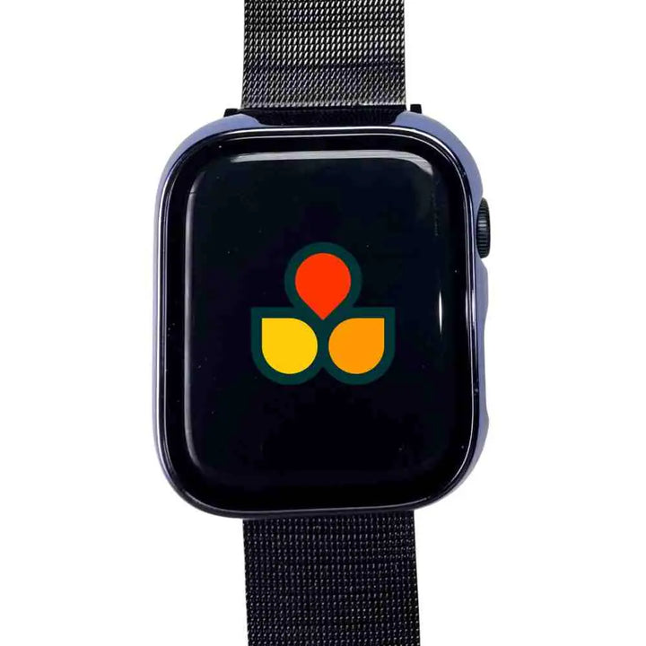 Anhem's shiny protective case cover fitted on an Apple Watch showcasing a distinctive logo, designed with a built-in screen protector.  Gloss Guard Case Cover  anhem.myshopify.com  Blue / 49mm (Ultra / Ultra 2)