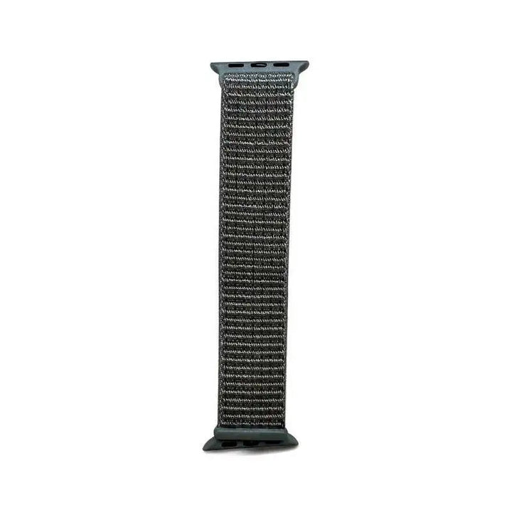 Dark gray Velcro Nylon Band for Apple Watch from Anhem, offering a breathable design as part of the Velcro Sport Loop collection.  Velcro Hook Strap  anhem.myshopify.com  Spruce / 44/45/46/499MM (Large Watch)