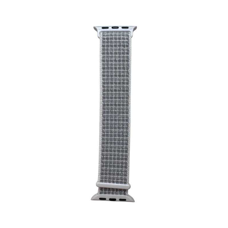 Light gray Velcro Nylon Band for Apple Watch from Anhem, designed as the Velcro Sport Loop for comfort and adjustability.
