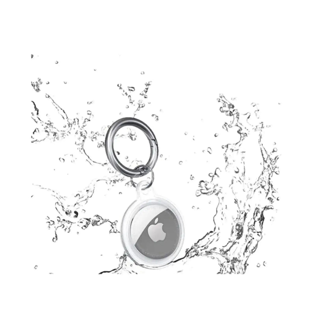 Water-resistant TPU keychain case holder for Apple AirTag by Anhem, highlighting its moisture-proof feature. A reliable AirTag Keychain Holder.  Keychain Case Holder For Tag  anhem.myshopify.com