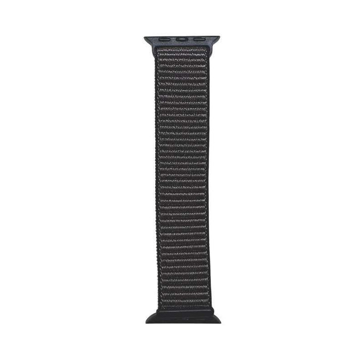 Black and gray Velcro Nylon Band for Apple Watch by Anhem, featuring the popular Velcro Sport Loop design for everyday wear.