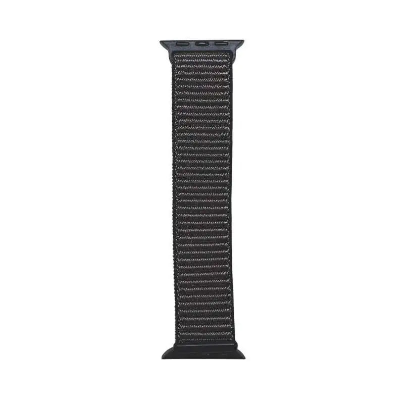 Black and gray Velcro Nylon Band for Apple Watch by Anhem, featuring the popular Velcro Sport Loop design for everyday wear.  Velcro Hook Strap  anhem.myshopify.com