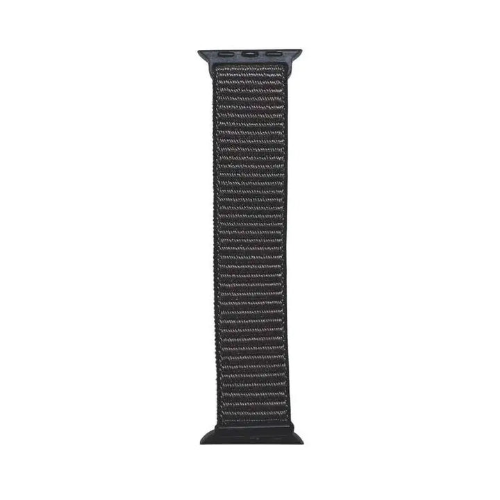 Black and gray Velcro Nylon Band for Apple Watch by Anhem, featuring the popular Velcro Sport Loop design for everyday wear.  Velcro Hook Strap  anhem.myshopify.com