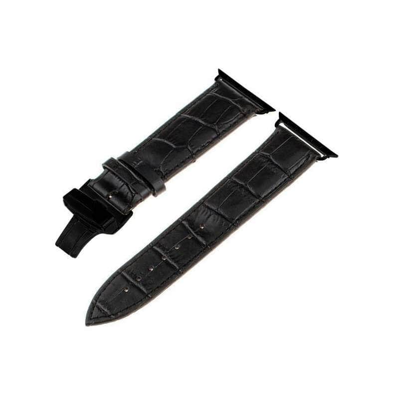 Anhem Apple watch accessories 38mm - 40mm / Black / Black Leather Apple Watch Band Crocodile Embossed