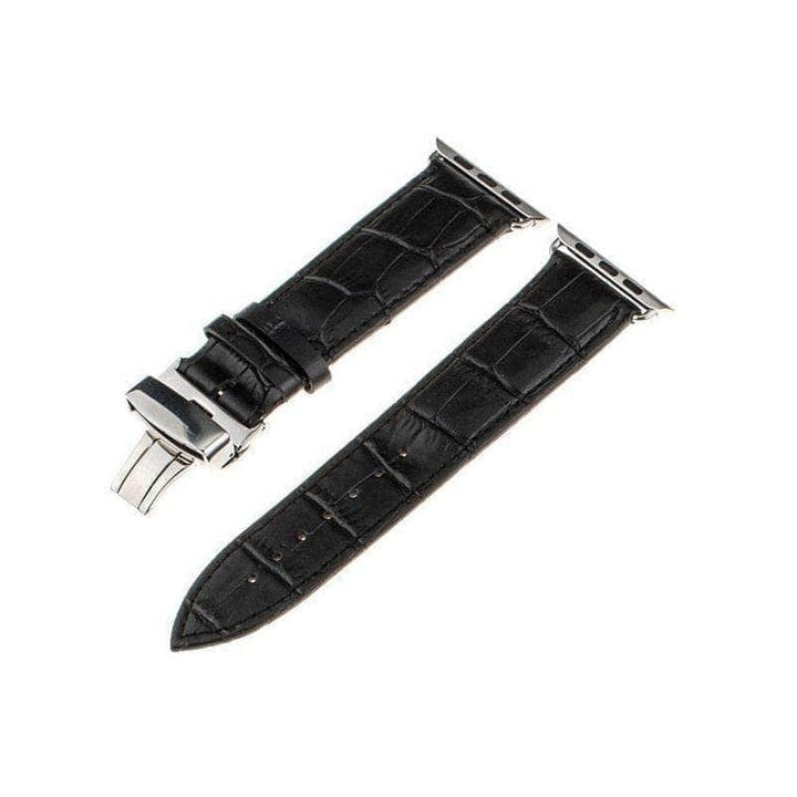 Anhem Apple watch accessories 38mm - 40mm / Black / Silver Leather Apple Watch Band Crocodile Embossed