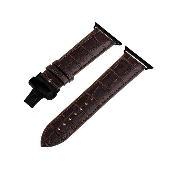 Anhem Apple watch accessories 38mm - 40mm / Dark Brown / Black Leather Apple Watch Band Crocodile Embossed