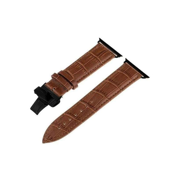 Anhem Apple watch accessories 38mm - 40mm / Light Brown / Black Leather Apple Watch Band Crocodile Embossed