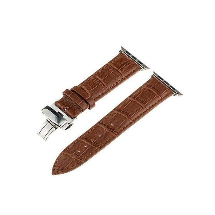 Anhem Apple watch accessories 38mm - 40mm / Light Brown / Silver Leather Apple Watch Band Crocodile Embossed