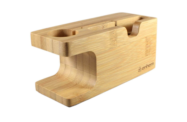 Anhem Apple watch accessories OPEN BOX, Eco-Friendly Apple Watch & iPhone Bamboo Charging Dock Station