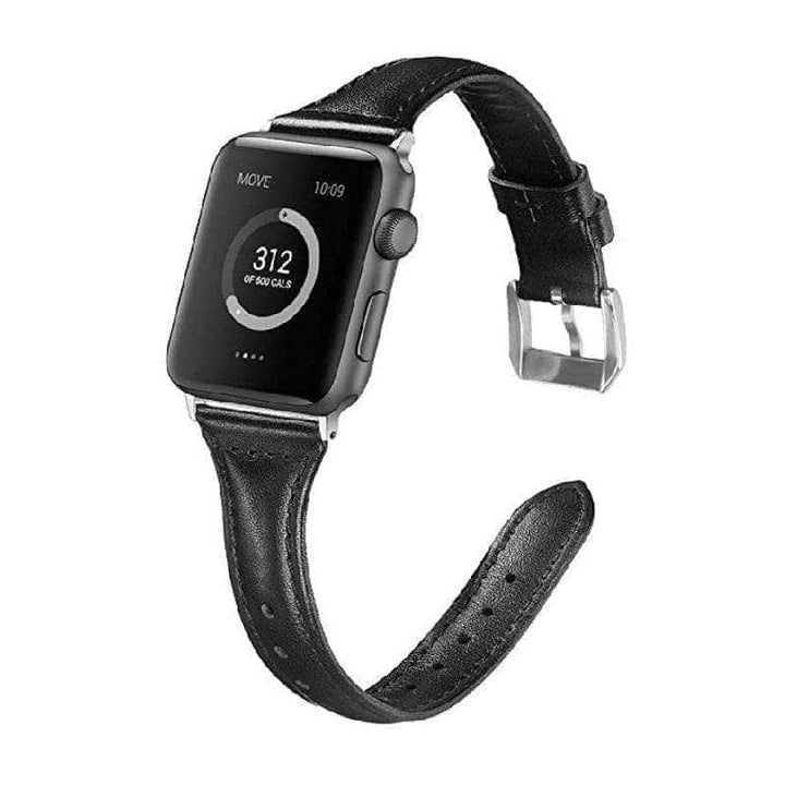 Anhem Apple watch accessories 42mm - 44mm / Black Women's Slim Leather Apple Watch Band